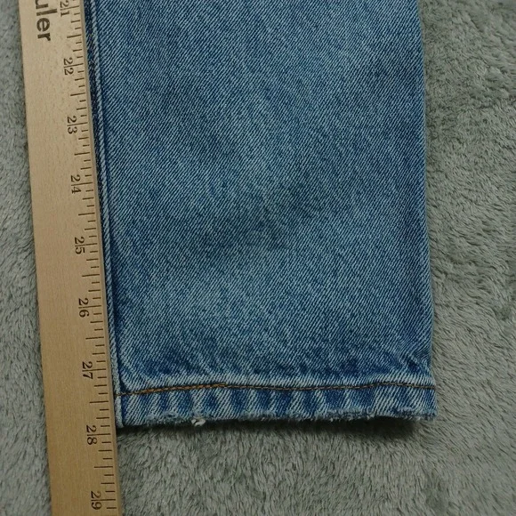 Levis 501 Jeans Womens 29 Blue Denim Premium Button Fly Straight Casual Distress - Picture 9 of 10